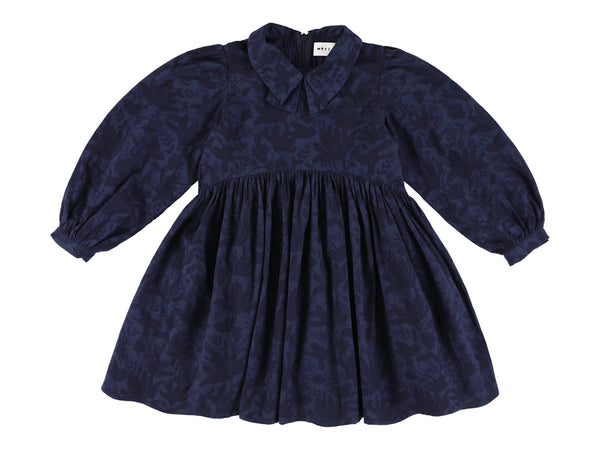 Morley Vassylong Dress With Collar And Zipper On The Back Navy