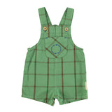 Piupiuchick Baby Short Dungarees | Green Checkered