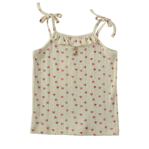 Tocoto Vintage Openwork Jersey Fabric Top With Hearts Off White