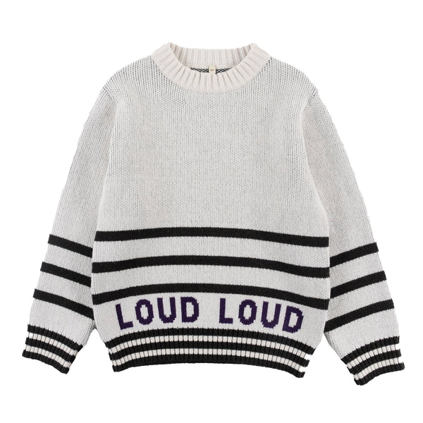 Loud Apparel Meadow Pullover Stripe Ecru/Anthracite/Purple