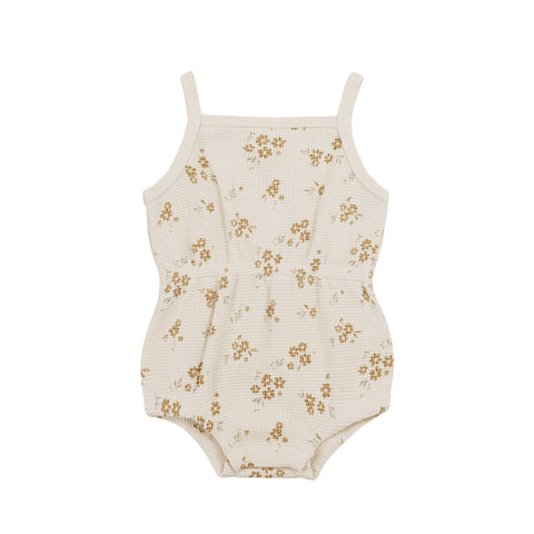 Quincy Mae Waffle Cinch Romper || Honey Flower