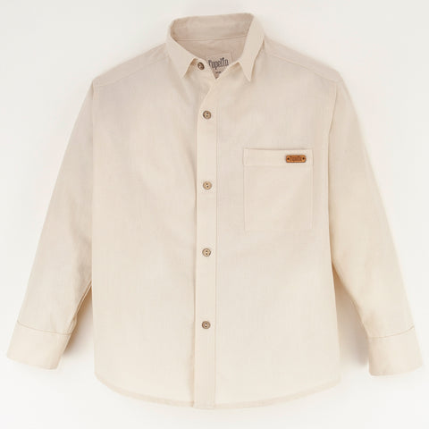 Popelin Beige Shirt With Collar