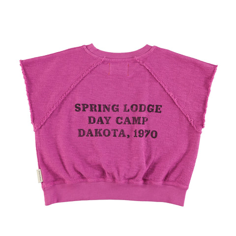 Piupiuchick Sleeveless Sweatshirt | Fuchsia W/ "3" Print