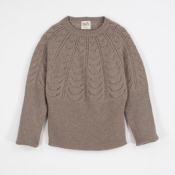 Popelin Camel Openwork Knit Jersey