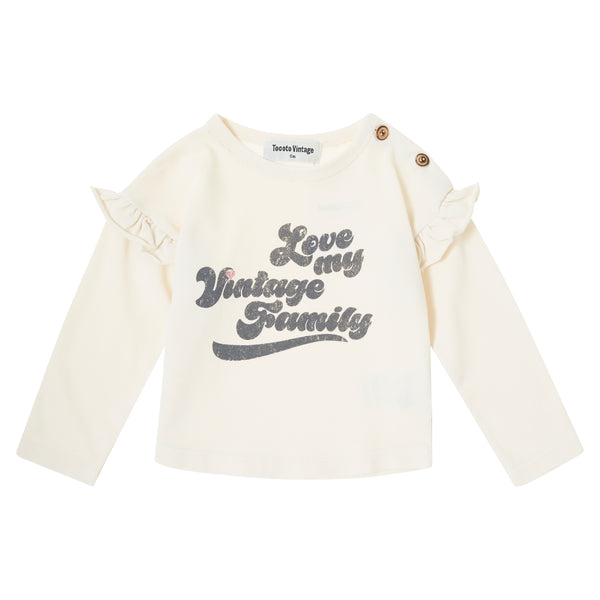 Tocoto Vintage Girl T-Shirt "Love My Vintage Family" Off White