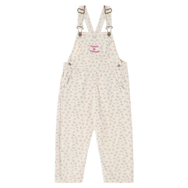 Tocoto Vintage Overall Girls Twill Flowers Beig