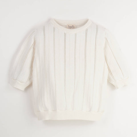 Popelin Off-White Openwork Knit Jersey