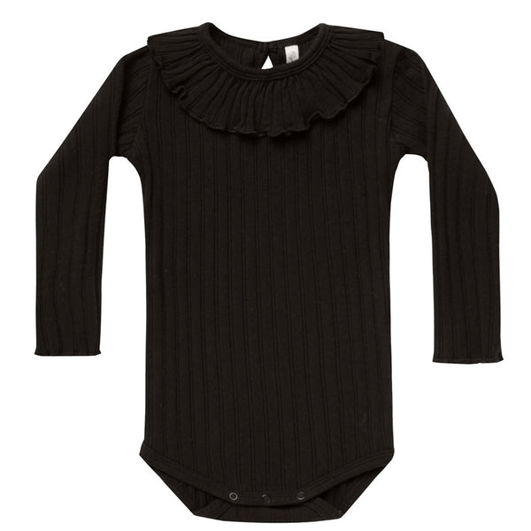 RYLEE & CRU RUFFLE COLLAR ONESIE || BLACK