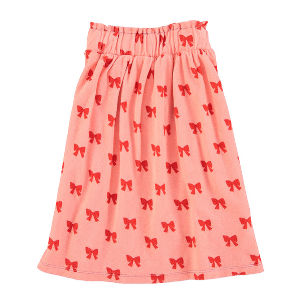 Piupiuchick Long Skirt | Pink W/ Red Bows