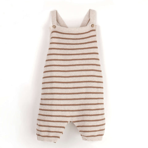 Popelin Brown Striped Knitted Dungarees