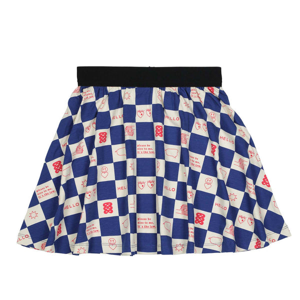 Beau Loves True Blue Comic Book Check Circle Skirt