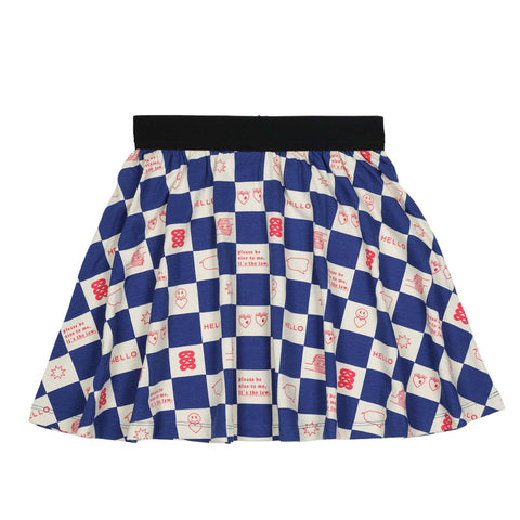 Beau Loves True Blue Comic Book Check Circle Skirt