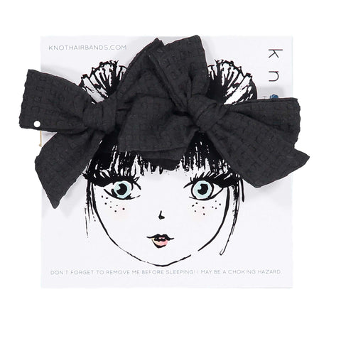 Knot Hairbands Seersucker Mini Clip Set // Black