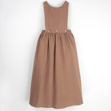 Popelin Brown Textured Midi Dress With Removable Bib