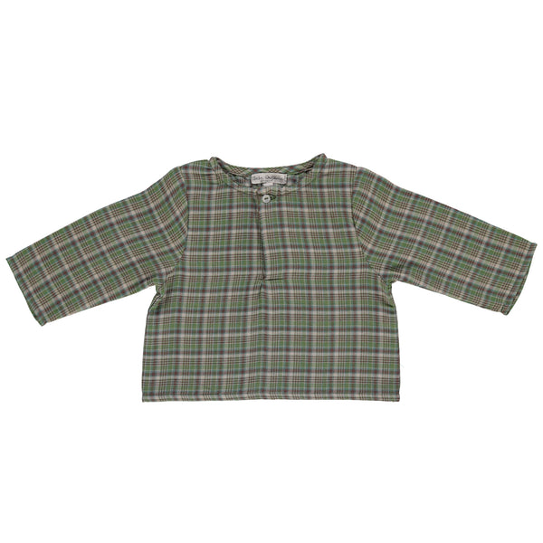 Bebe Organic Jean Shirt Green Tartan Check