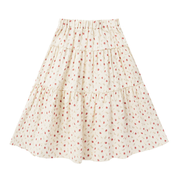 RYLEE & CRU TIERED MIDI SKIRT || STRAWBERRY FIELD