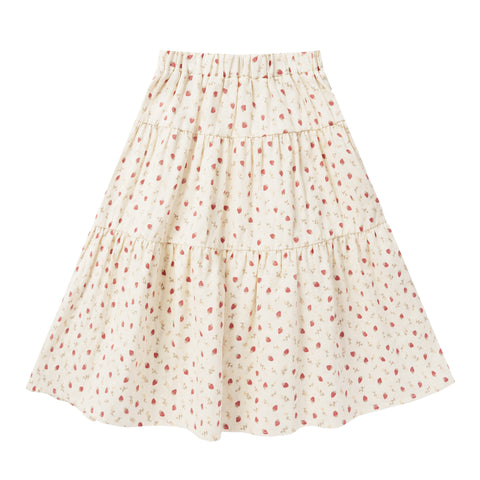 RYLEE & CRU TIERED MIDI SKIRT || STRAWBERRY FIELD