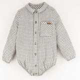 Popelin Off-White Check Shirt Romper Suit