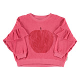 Piupiuchick Terry Cotton Sweatshirt | Strawberry Pink W/ Red Apple Print