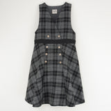 Popelin Grey Check Woollen Dress With Pleats