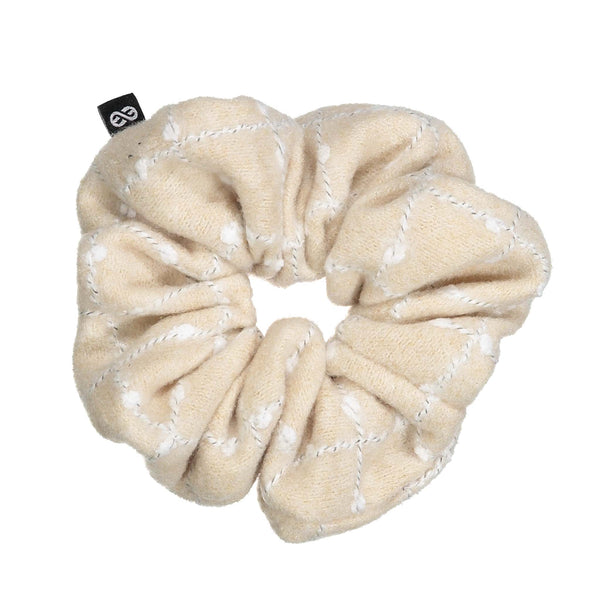 Knot Hairbands Plaid Scrunchie // Cream