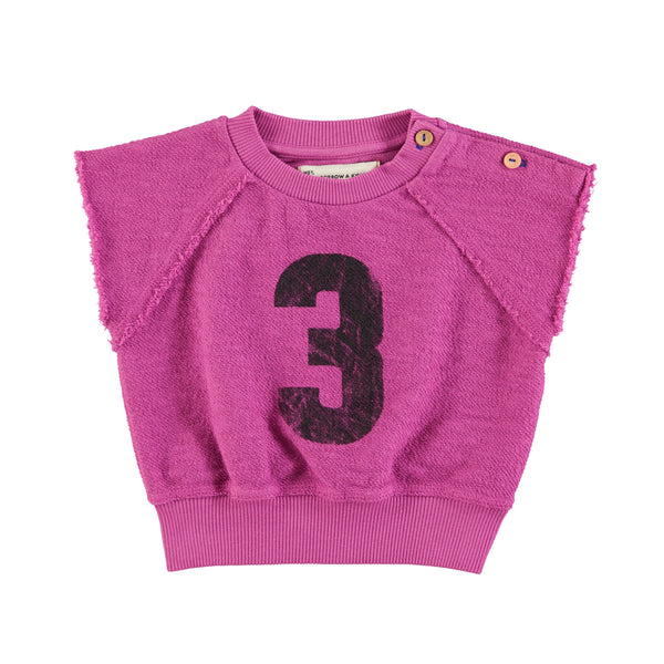 Piupiuchick Sleeveless Sweatshirt | Fuchsia W/ "3" Print