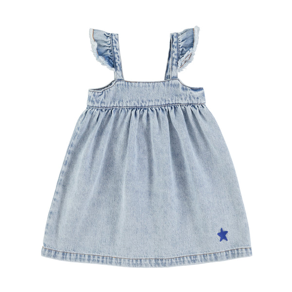 Piupiuchick Short Dress | Washed Blue Denim