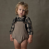 Popelin Taupe Romper Suit With Bib And Straps