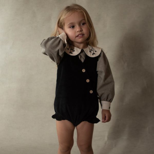 Popelin Black Crossover Romper Suit