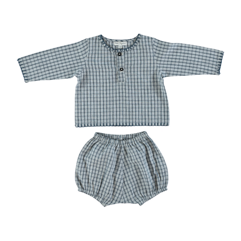 Bebe Organic Rigel Baby Set Blue Check