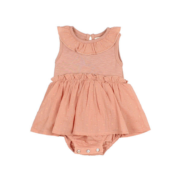 Buho BB Lurex Plumeti Combi Dress Rose Clay