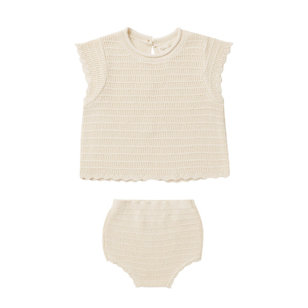 RYLEE & CRU SCALLOP KNIT BABY SET || NATURAL