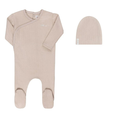 Ely’s & Co Organic Cotton Little One Collection- Tan - Footie + Beanie