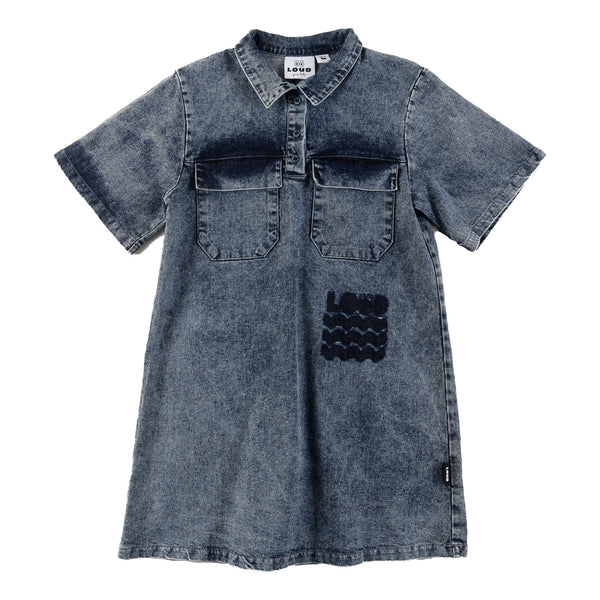 Loud Apparel Sole Dress Front Pockets Mid Blue Stone Wash