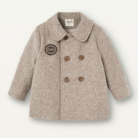 Popelin Stone Woollen Double Breasted Coat