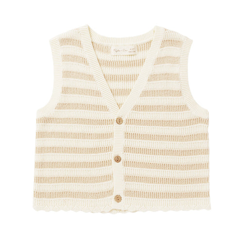 RYLEE & CRU KNIT VEST || SAND STRIPE