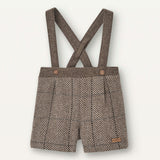 Popelin Brown Herringbone Woollen Short With Crossover Straps
