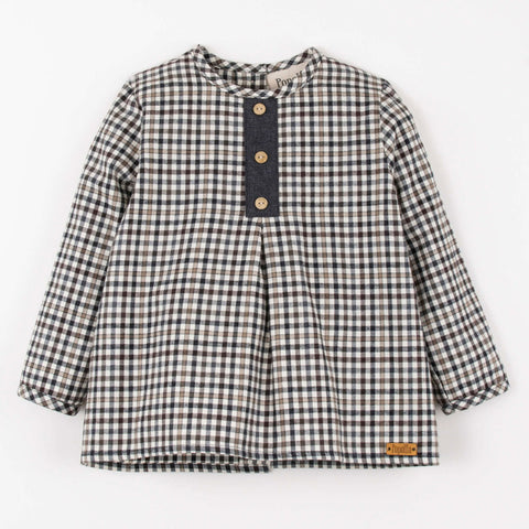 Popelin Multi-Coloured Plaid Shirt With Pleat