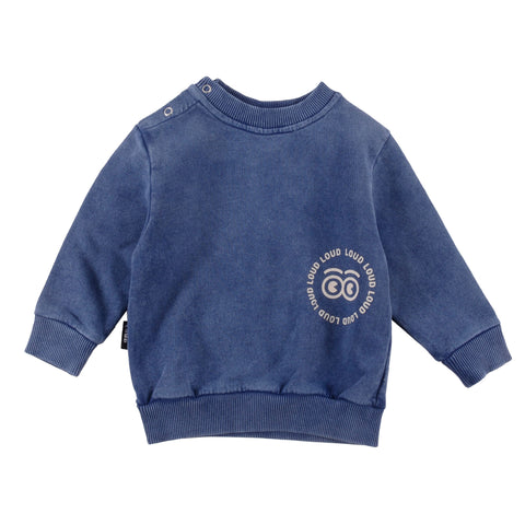 Loud Apparel Folk Sweater Regular Fit Blue Depth Marble Dye