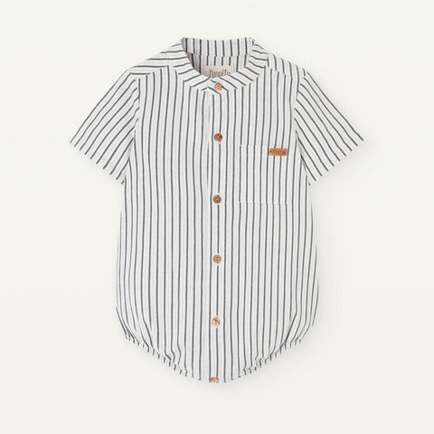 Popelin Striped Shirt-Style Romper Suit