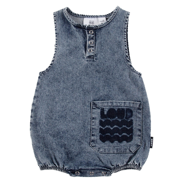 Loud Apparel Tuffo Romper Mid Blue Stone Wash