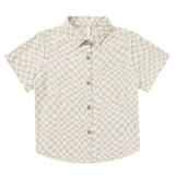 RYLEE & CRU COLLARED SHORT SLEEVE SHIRT || DOVE CHECK