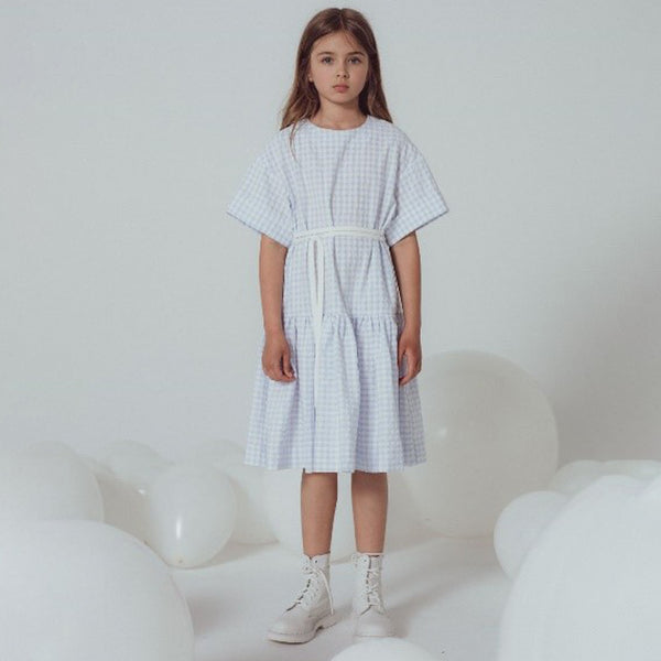 Unlabel Reese Dress Sky Blue Checks