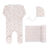 Ely’s & Co Velour Vine Pattern Collection - Pink on Ivory - Standard 3 Pc Set