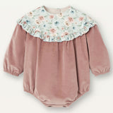 Popelin Pink Romper Suit With Yoke