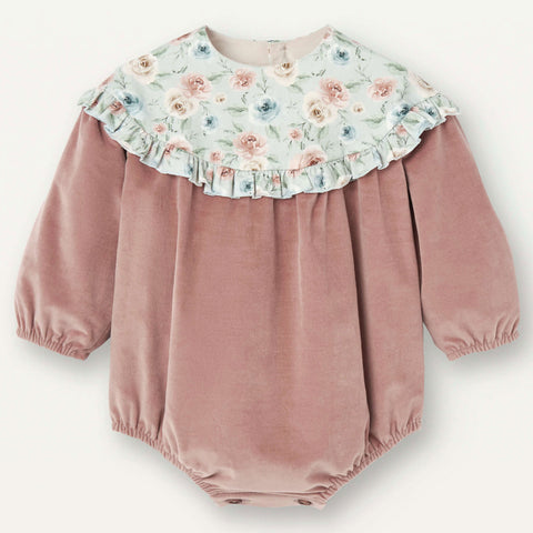 Popelin Pink Romper Suit With Yoke