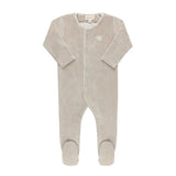 Ely’s & Co Velour Embroidered Bird Collection - Taupe - Footie