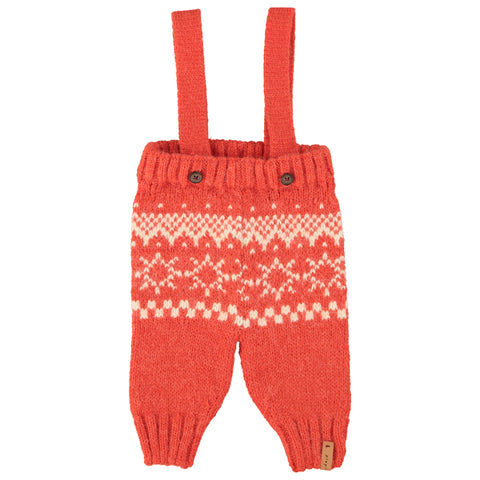 Piupiuchick Jacquard Baby Trousers Straps Red