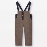 Popelin Brown Micro-Herringbone Contrasting Dungarees