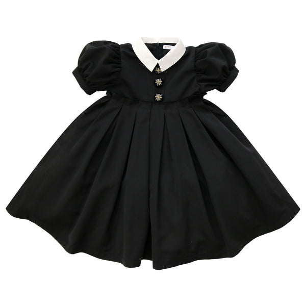 Coco Blanc Taffeta Dress Short Sleeve Black